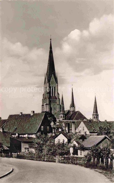 SCHLESWIG-CITY Holstein Dom Schlei Kirchturm Stadtansicht Wohnhaeuser Strasse