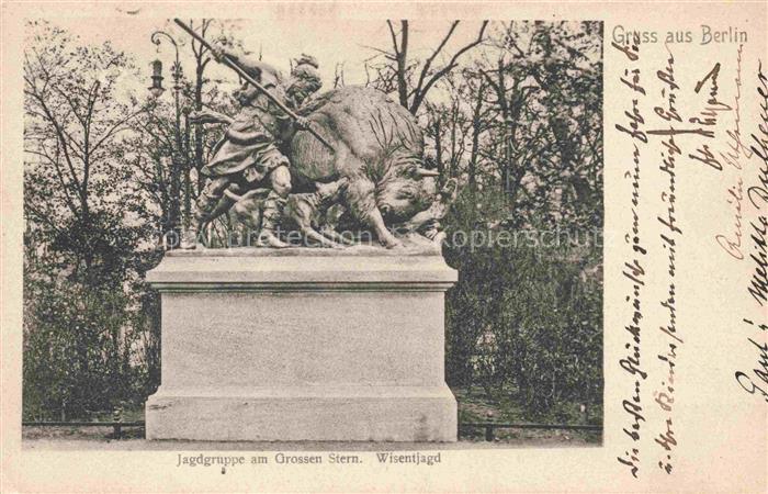 BERLIN  CITY Jagdgruppe Grosser-Stern Wisentjagd Denkmal Skulptur Tiergarten Bae