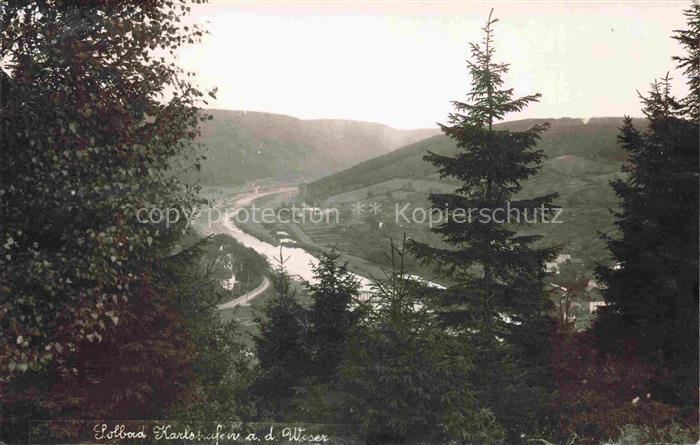 Bad Karlshafen Bad Carlshafen Kassel Hessen Weser Fluss Tal Huegel Wald Tannen H