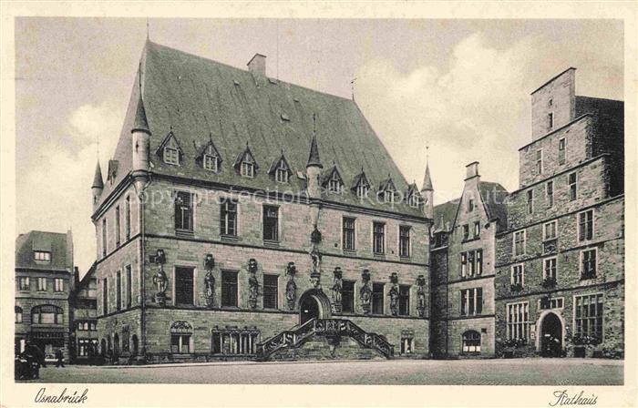 OSNABRueCK  CITY Rathaus Marktplatz Freitreppe Stadtgebaeude Gotik Sandstein