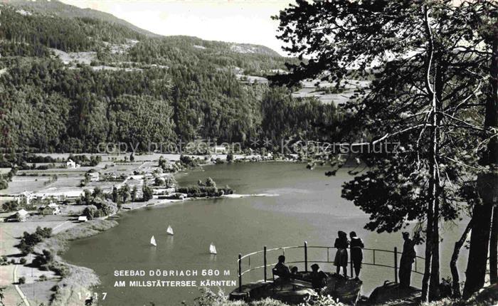 Doebriach Millstaettersee Millstaettersee Segelboote Bergpanorama Seebad Aussich