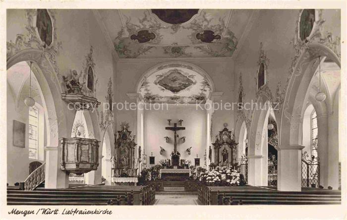 Mengen Wuerttemberg Sigmaringen BW Liebfrauenkirche Kircheninneres Altar Kanzel