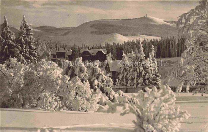 Oberhof Thueringen Schneekopf Wintersportplatz Schnee Tannen Winter Huegel Renns