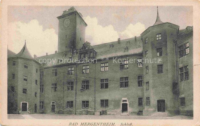 BAD MERGENTHEIM BW Schloss Uhrturm Innenhof Schlossgebaeude Turm