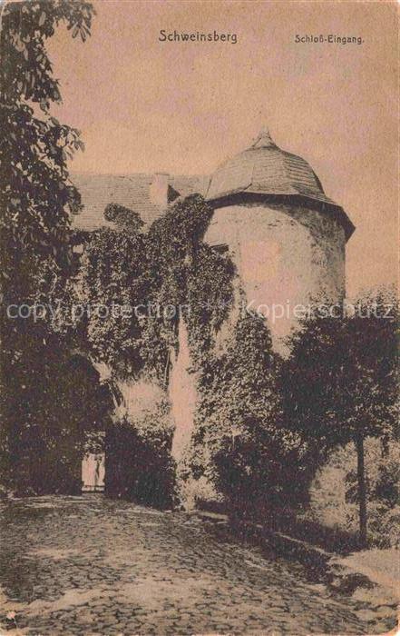 Schweinsberg Stadtallendorf Hessen Schloss-Eingang Turm Efeu Kopfsteinpflaster B