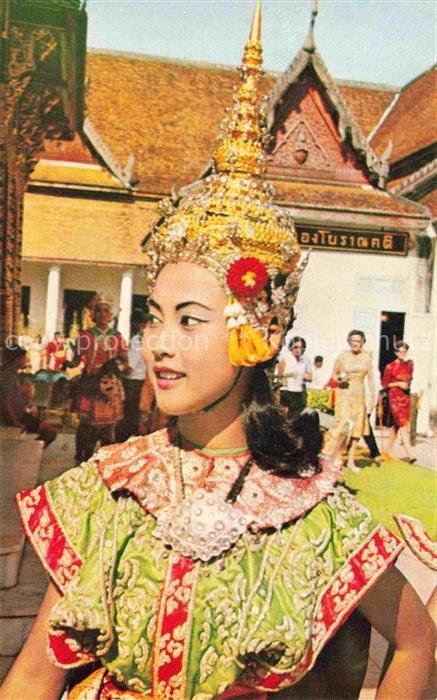 Bangkok Thailand Taenzerin Klassischer-Thai-Tanz Tempel Goldene-Krone Tracht Zer