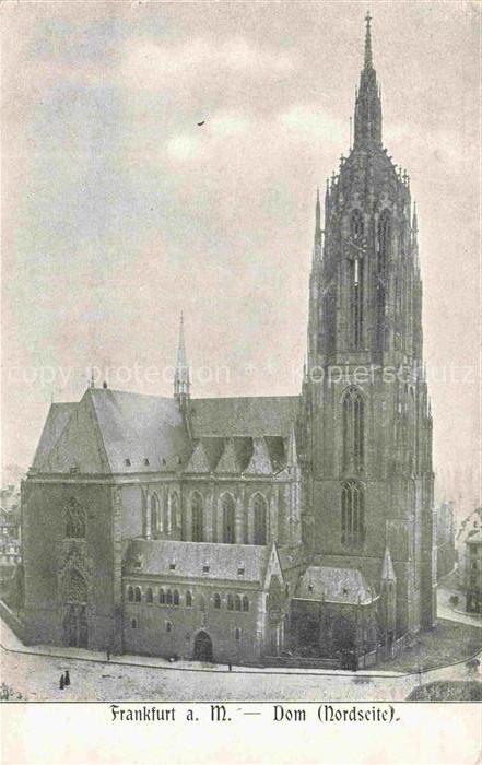 FRANKFURT AM MAIN Dom Nordseite Kaiserdom Gotik Kirchturm Stadtansicht