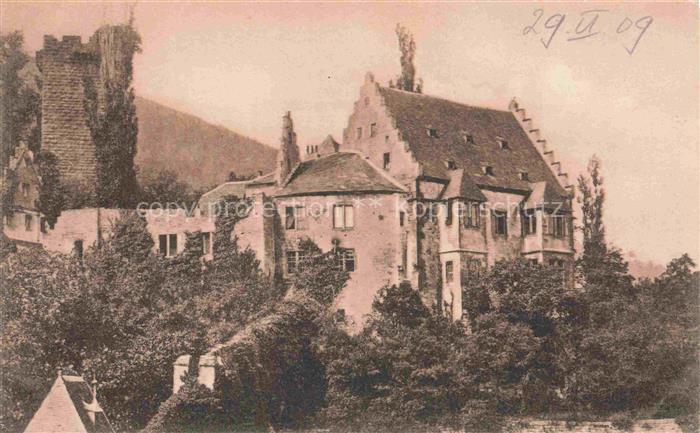 MILTENBERG Main Alte-Burg Burgturm Fachwerk Baeume Baudenkmaeler Burg