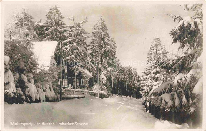 Oberhof Thueringen Tambacher-Strasse Winterlandschaft Schnee Tannen Holzhaus Win