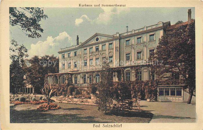 Bad Salzschlirf Fulda Hessen Kurhaus Sommertheater Garten Baeume Blumenbeete Stu