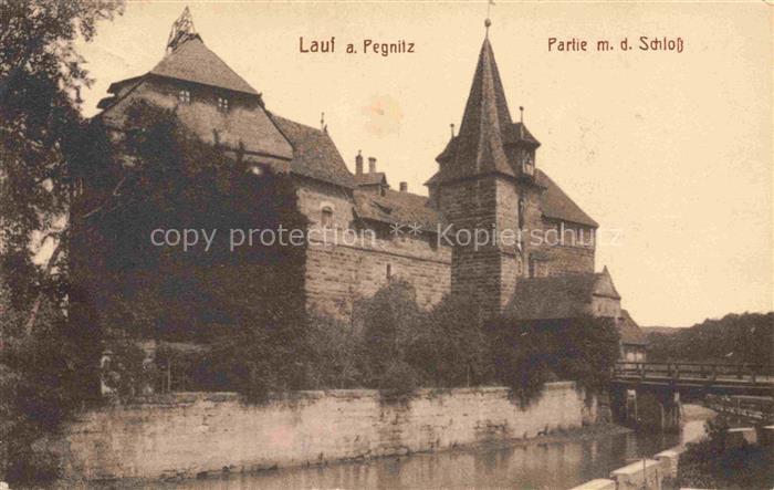 Lauf Pegnitz Nuernberger Land Bayern Schloss Pegnitz Turm Burganlage Fluss Bruec