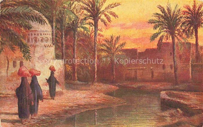 Marg Cairo Egypt Palmen Sonnenuntergang Kanal Moschee Araberinnen Orientalische-