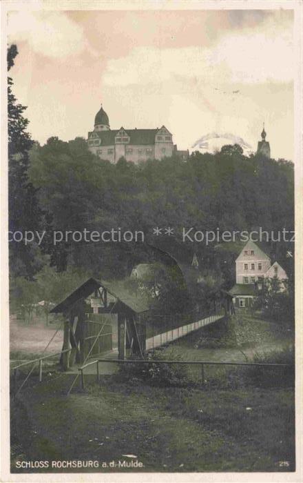 Schloss Rochsburg Lunzenau Sachsen Schloss-Rochsburg Mulde Bruecke Haengebruecke