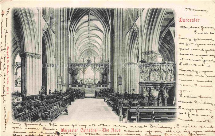Cathedral Worcester Worcester-Cathedral Nave Kirchenschiff Gewoelbe Chor Saeulen