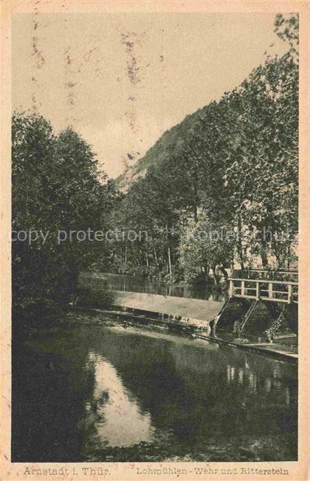 Arnstadt Ilm Thueringen Lohmuehlen-Wehr Ritterstein Fluss Wehr Bruecke Baeume Ge
