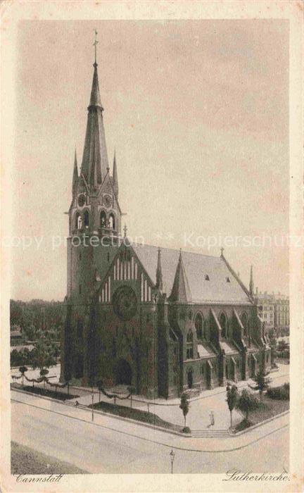 Bad Cannstatt Lutherkirche Kirchturm Kirchenbau neugotisch Platz Baeume