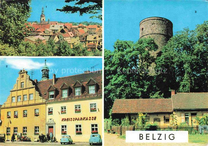Belzig Bad Brandenburg Blick-auf-Belzig Am-Markt Wehrturm-Burghof Kreissparkasse