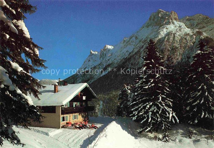 MITTENWALD Bayern Gasthaus-Gletscherschliff Berggasthaus Winter Schnee Tannen Be
