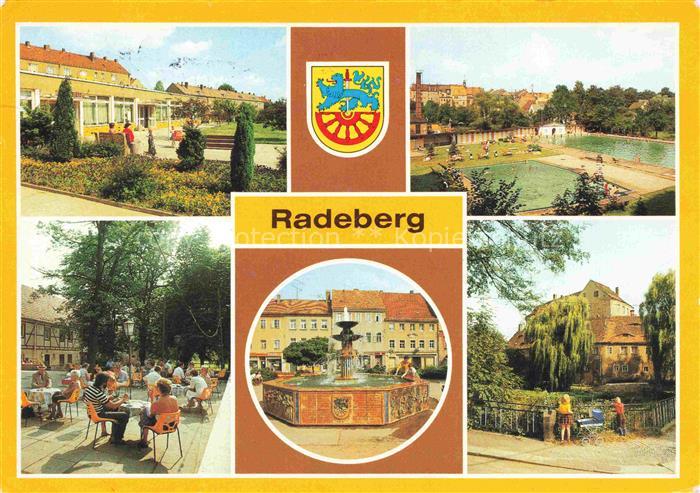 Radeberg Sachsen Freibad Konsum-Gaststaette-Heidemuehle Marktbrunnen Schloss-Kli