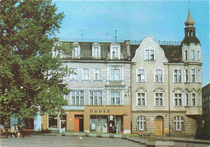 Tarnowskie Gory Tarnowitz PL Rynek Stadtplatz Jugendstilgebaeude Turm Geschaefte