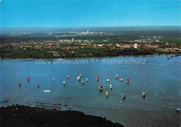 KIEL  CITY Kieler-Foerde Regatta Segelboote Stadtpanorama Bucht Luftbild Hafen
