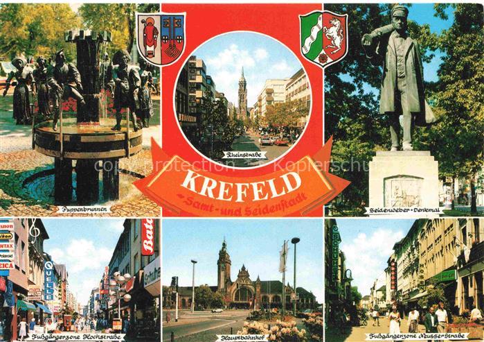 KREFELD Crefeld Puppenbrunnen Rheinstrasse Seidenweber-Denkmal Fussgaengerzone-H