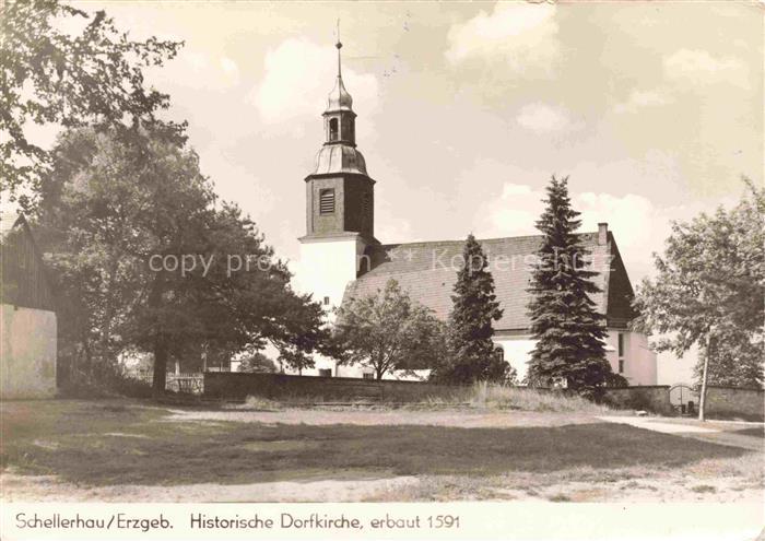 Schellerhau Osterzgebirge Altenberg Sachsen Dorfkirche Kirchturm Baeume Erzgebir