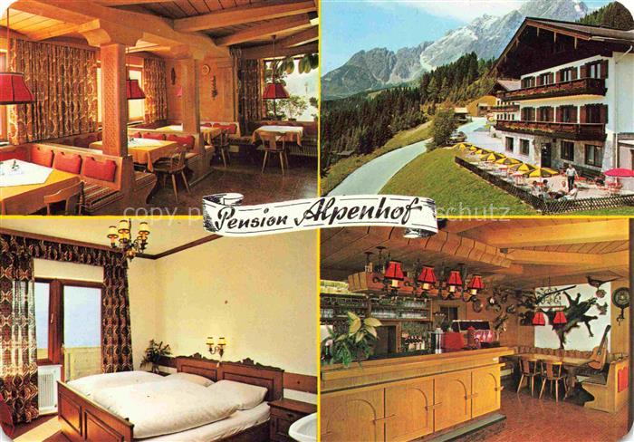Muehlbach Hochkoenig Pinzgau-Pongau AT Pension-Alpenhof Speisesaal Zimmer Bar Ho