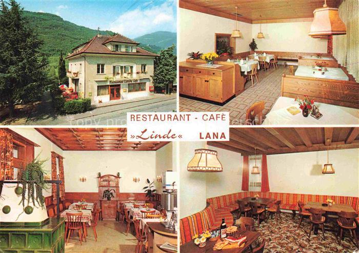Lana Merano Bolzano IT Restaurant-Café-Linde Gaststube Speisesaal Holzvertaefelu