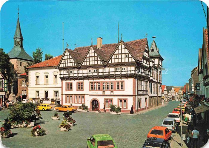 Blomberg Lippe Markt Rathaus Neue-Torstrasse Fachwerkhaus Kirchturm Marktplatz S