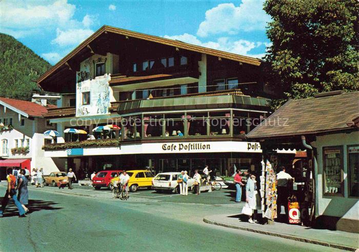Ruhpolding Bayern Cafe-Postillion Co-op-Center Strassenszene Alpenarchitektur Be
