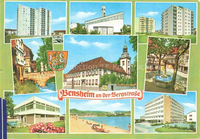Bensheim Bergstrasse Hessen Rathaus Brunnen Kirche Hochhaeuser Fachwerk Bergstra