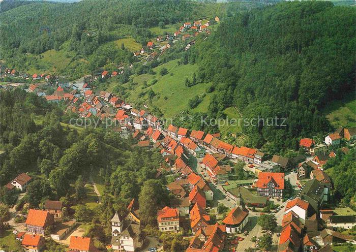 Bad Grund Harz Osterode Niedersachsen Luftbild Talort Fachwerkhaeuser Oberharz W