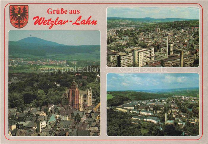 WETZLAR Lahn Hessen Dom Altstadt Lahn Stadtpanorama Wappen Hochhaeuser Luftbild
