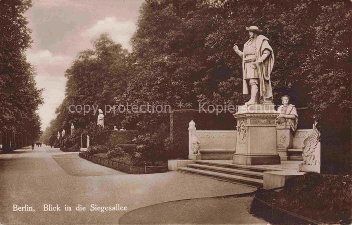 BERLIN CITY Siegesallee Allee Standbilder Hohenzollern Skulpturen Park Baeume P
