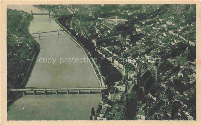 PAssAU Bayern Flugzeugaufnahme Inn Residenz-Dom St-Nikola Bruecken Fluss Altstad