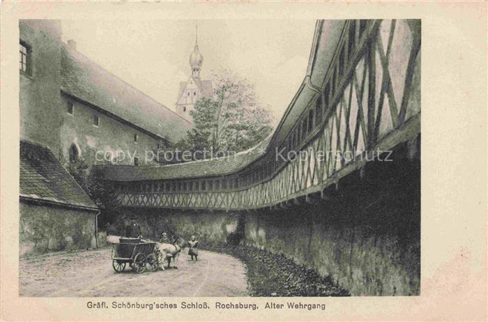 Rochsburg Mulde Lunzenau Sachsen Schloss-Schoenburg Wehrgang Wehranlage Fachwerk