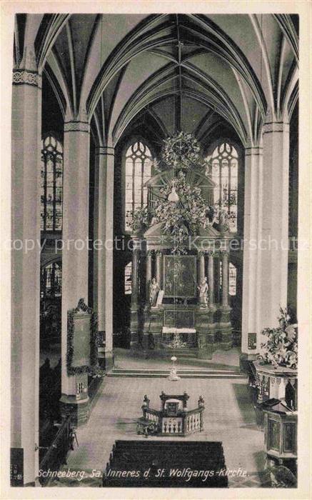Schneeberg Erzgebirge Sachsen St-Wolfgangs-Kirche Kircheninneres Altar Kirchensc
