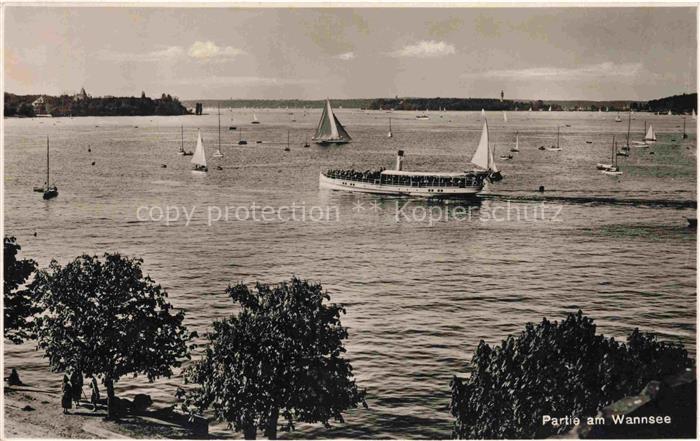 Wannsee STEGLITZ-ZEHLENDORF BERLIN Wannsee See Segelboote Dampfschiff Ufer Baeum
