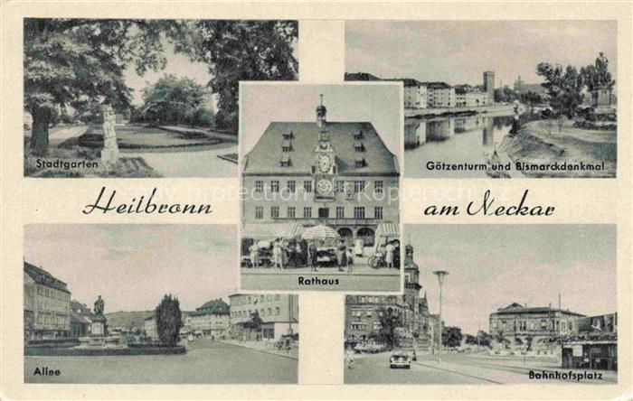 Biberach HEILBRONN Stadtgarten Goetzenturm Bismarckdenkmal Rathaus Allee Bahnhof
