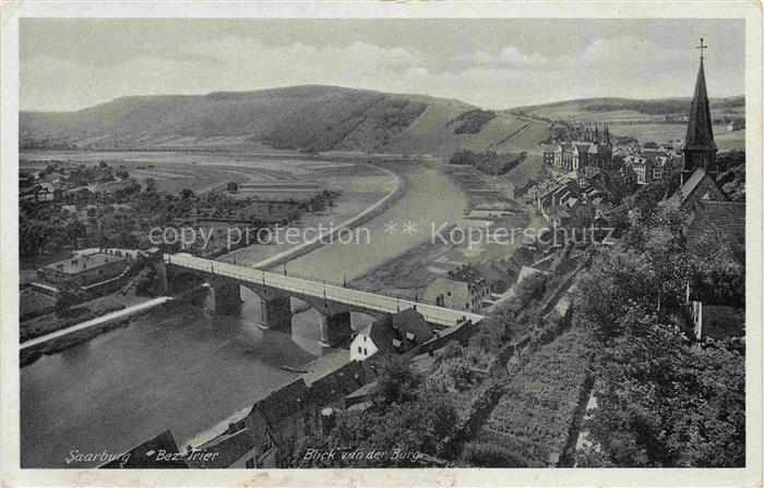 Saarburg Saar (ex Bez Trier) Rheinland-Pfalz Saar Bruecke Burg Kirchturm Fluss P