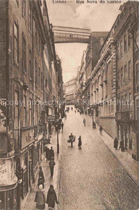 LISBOA Lisbon Lissabon Lisbonne PT Rua-Nova-do-Carmo Strassenszene Bruecke Kopfs
