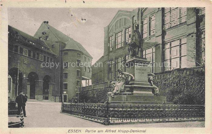EssEN Ruhr Alfred-Krupp-Denkmal Krupp Statue Gusseisenzaun Polizist Fabrik WWI