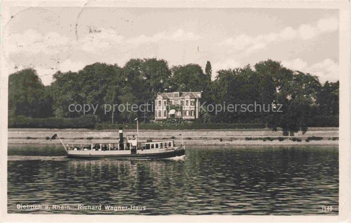 Biebrich  Rhein WiIESBADEN Hessen Richard-Wagner-Haus Rhein Dampfschiff Villa Ba