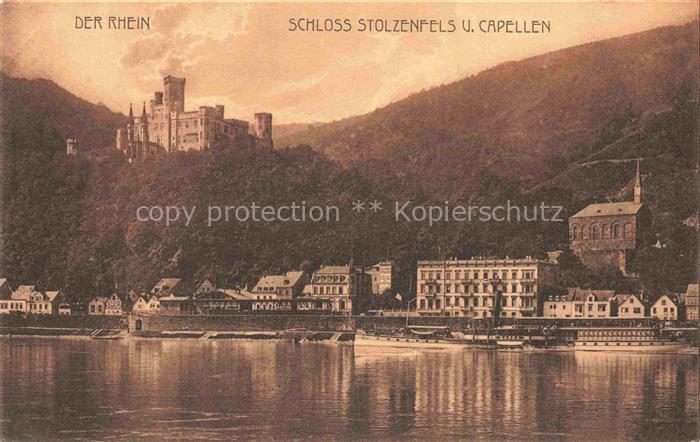 Capellen  KOBLENZ Rhein Rheinland-Pfalz Schloss-Stolzenfels Dampfschiff Kirche B