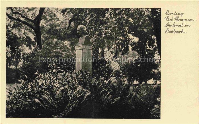 Garding Nordfriesland Schleswig-Holstein Mommsen-Denkmal Stadtpark Bueste Denkma