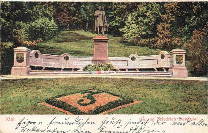 KIEL  CITY Herzog-Friedrich-Denkmal Denkmal Statue Park Blumenbeet Treppen