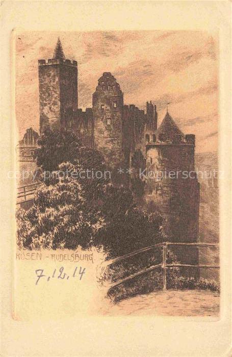 Rudelsburg Rudelsburg Burganlage Tuerme Ruine Zeichnung Saale
