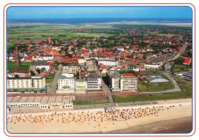 BORKUM Nordseebad Niedersachsen Nordseeheilbad Strand Strandkoerbe Fliegeraufnah