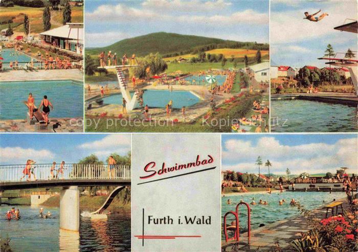 Furth Wald Fuerth Wald Schwimmbad Freibad Sprungturm Becken Badegaeste Bruecke H
